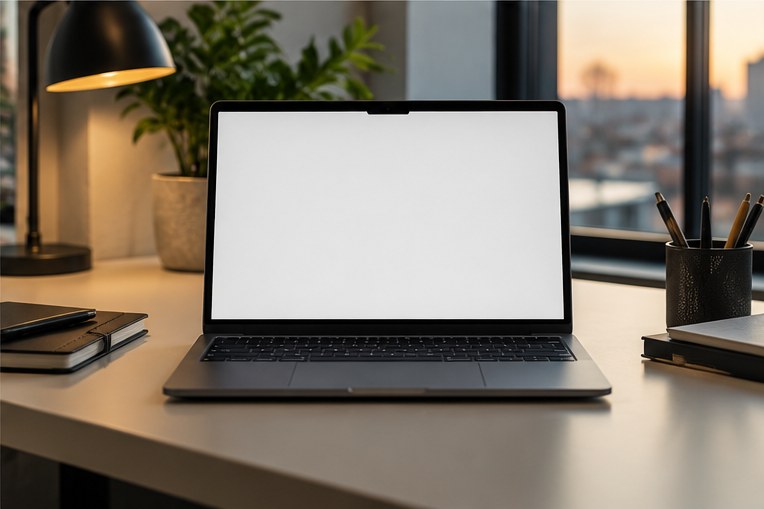Website van Merkus op een laptop