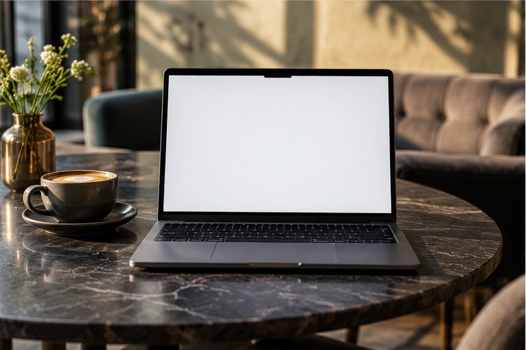 Website van The Label Show op een laptop