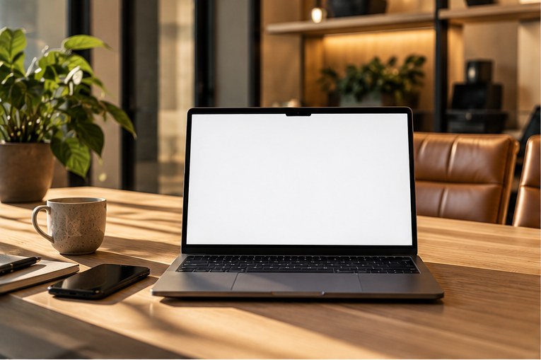 Website van Wallcoustic op een laptop